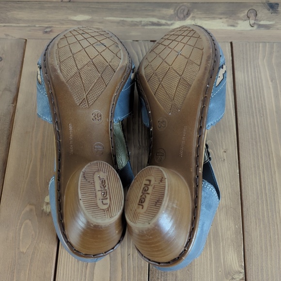 Rieker Blue Leather Heels Shoes Sandals - Picture 11 of 12